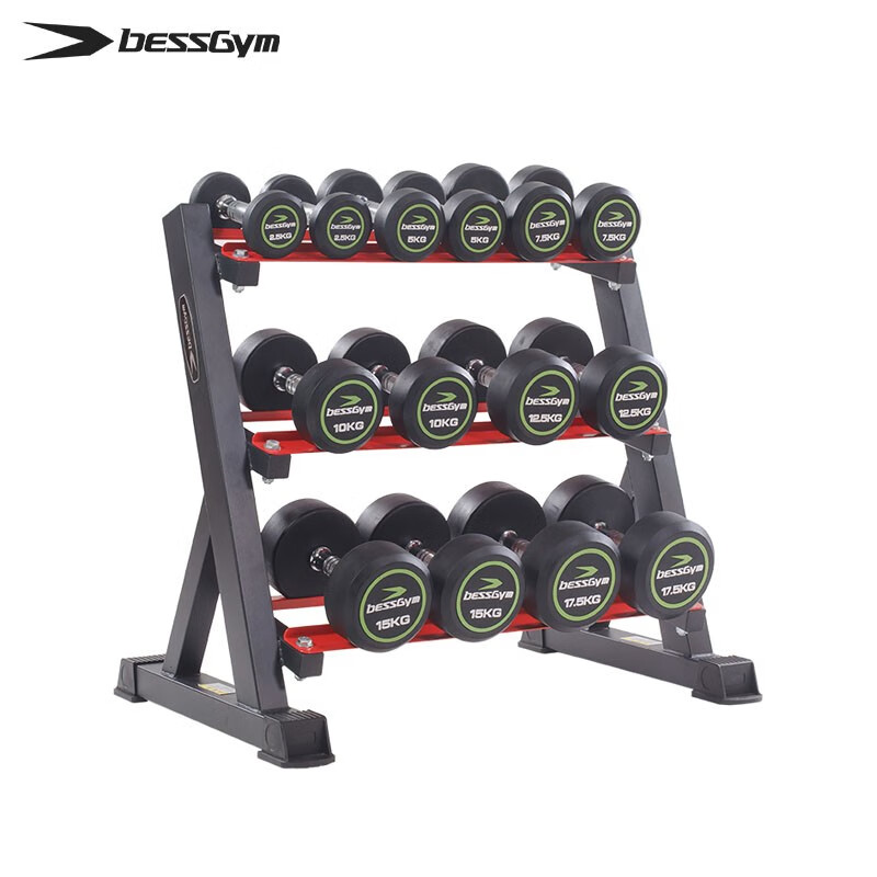 必动(BESSGYM) MS400A 三层哑铃架+140KG彩标圆头哑铃 单位:套高清大图