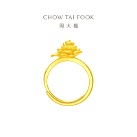 周大福 玫瑰花 足金黄金戒指开口可调节(工费:180计价) EOF1093七夕礼物