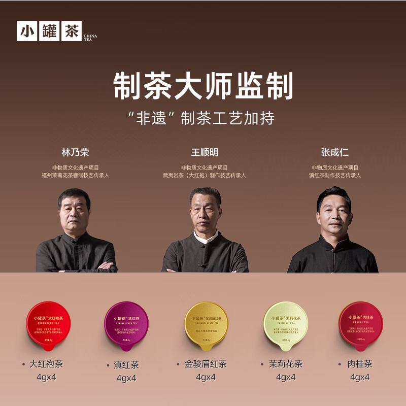 小罐茶 XIAO GUAN TEA 大师系列·组合茶20罐装4.0版A80g(20罐*4g)高清大图
