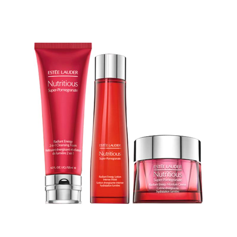 estee lauder雅诗兰黛 红石榴鲜活亮采系列护肤套装三件套:洁面乳