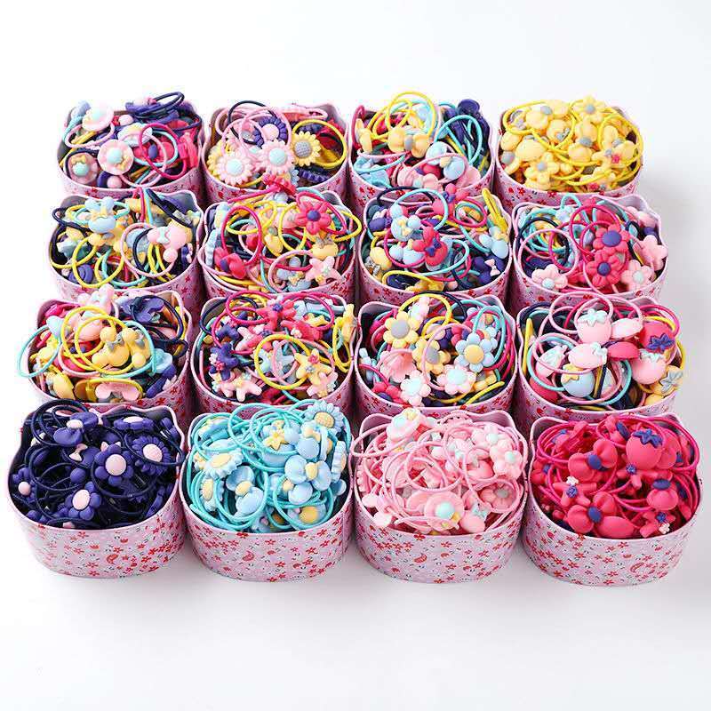 发饰发圈头绳高弹力橡皮筋宝宝发绳女童扎发不伤发皮筋20根粉色袋装