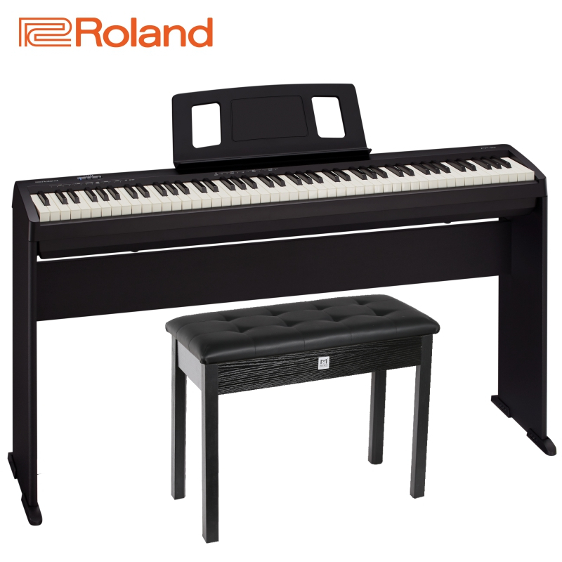 罗兰自营(Roland)电钢琴fp10 FP-10智能电子钢琴88键重锤便携式初学者家用官方标配+双人琴凳+耳机全套礼包