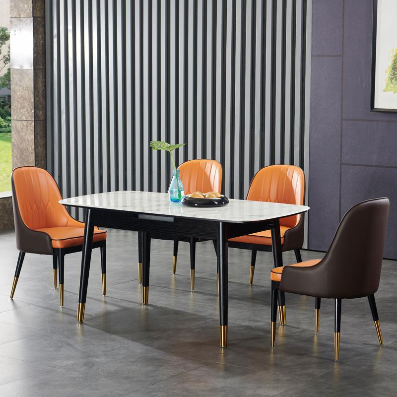 汐岩北欧大理石餐桌椅组合现代简约长方形伸缩饭桌轻奢多功能实木桌子