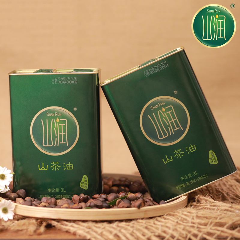 山润原味山茶油铁罐茶油有机食用食用油礼盒装3LX2
