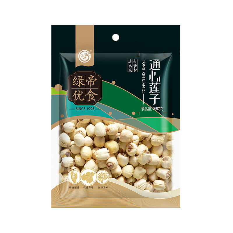 绿帝莲子粒大饱满自然莲香粉糯爽口大小均匀通心通透久煮不散230g