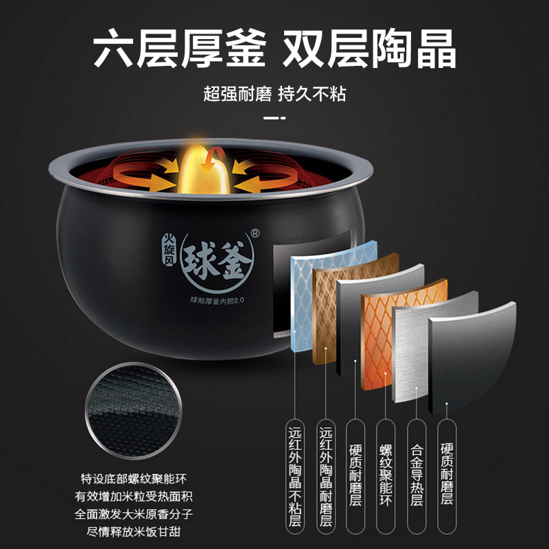 苏泊尔电饭煲家用4L容量球釜内胆电饭锅柴火饭煲24小时智能预约定时全面屏触控操作拉丝金属外壳[商场同款]旗舰官方正品高清大图