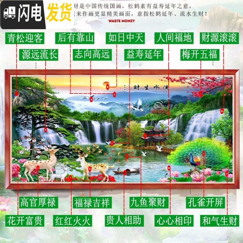 三维工匠十字绣2020新款线绣客厅流水生财自己绣手工风景满绣 [三米]棉线300*130cm[满绣]4股绣,丝线428元高清大图