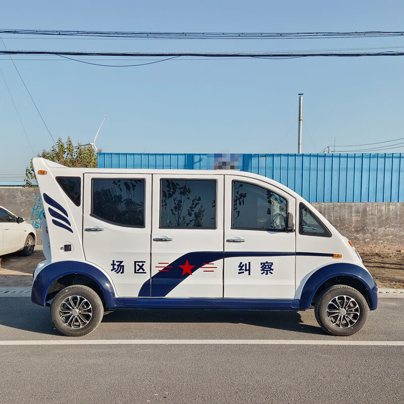 德武军恒电动巡逻车三排8座全封闭四轮观光车4000瓦+72v150ah*9只铅酸电池刹车助力方向助力