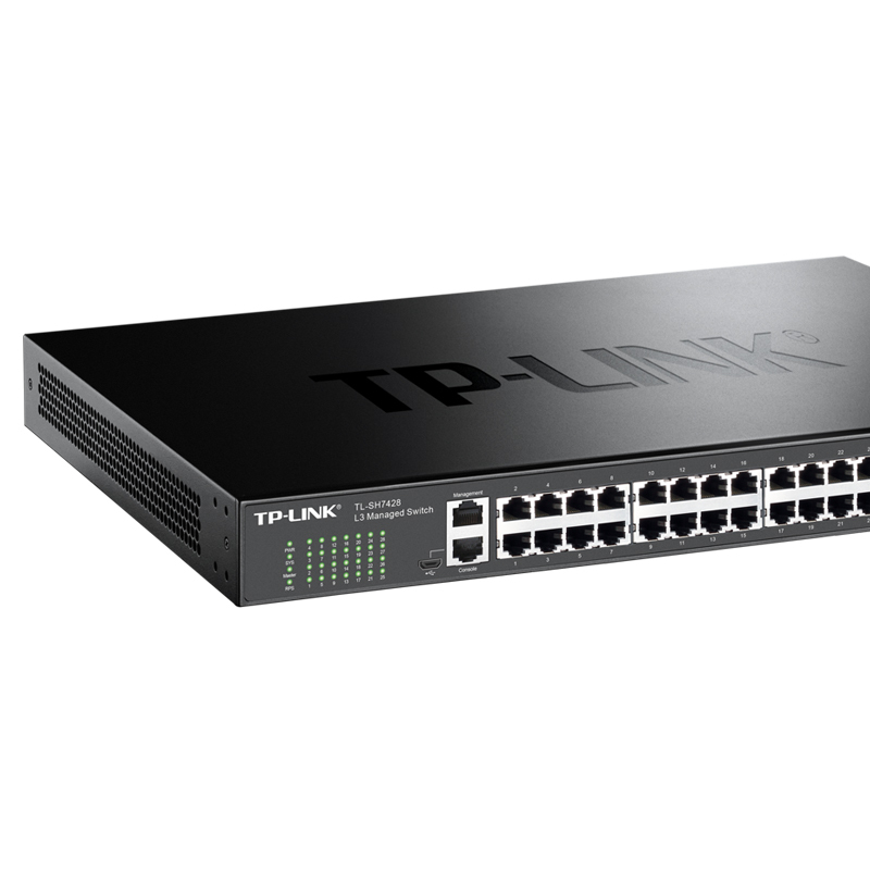 TP-LINK TL-SH7428 三层网管 交换机 万兆上联堆叠式 24千兆+4复用千兆 SFP+4万兆SFP+