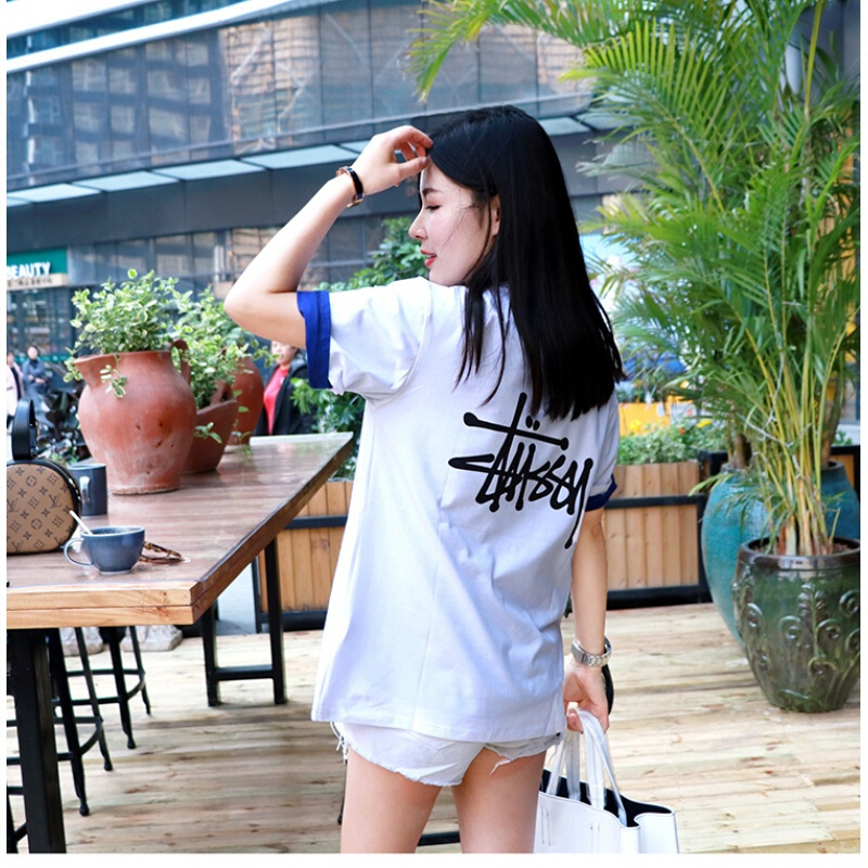 韩版新款中长款宽松印花字母短袖T恤女春夏粉色学生T恤裙打底衫潮芭比粉均码