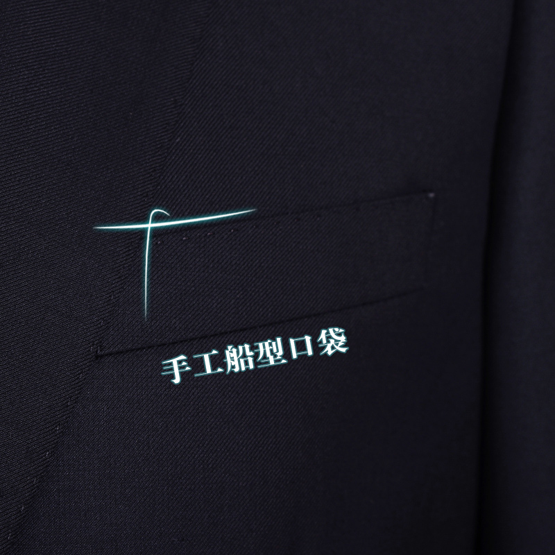 恒源祥彩羊西服套装商务修身黑色职业正装工作上班男士藏青色西装