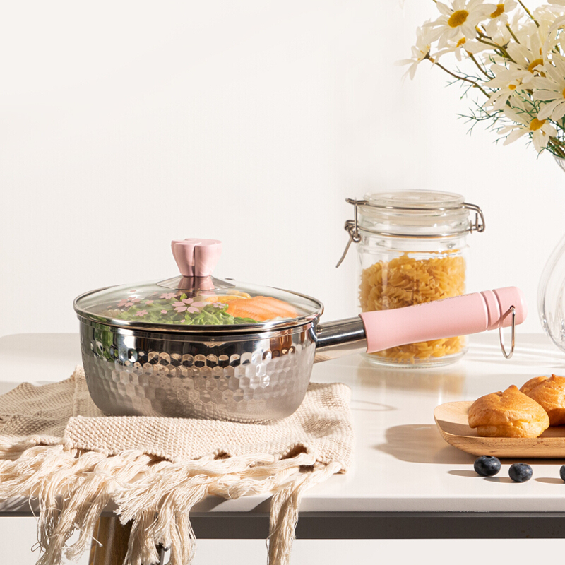 神田 锅具套装 樱花纹 18cm (锅+锅盖)套