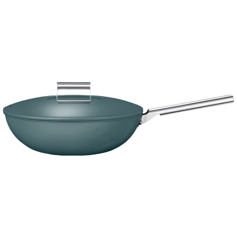 德世朗(DESLON)带盖纯钛炒锅不粘锅 无涂层家用 不沾炒菜锅32cm 蓝色 一个装 DP914-W32BL
