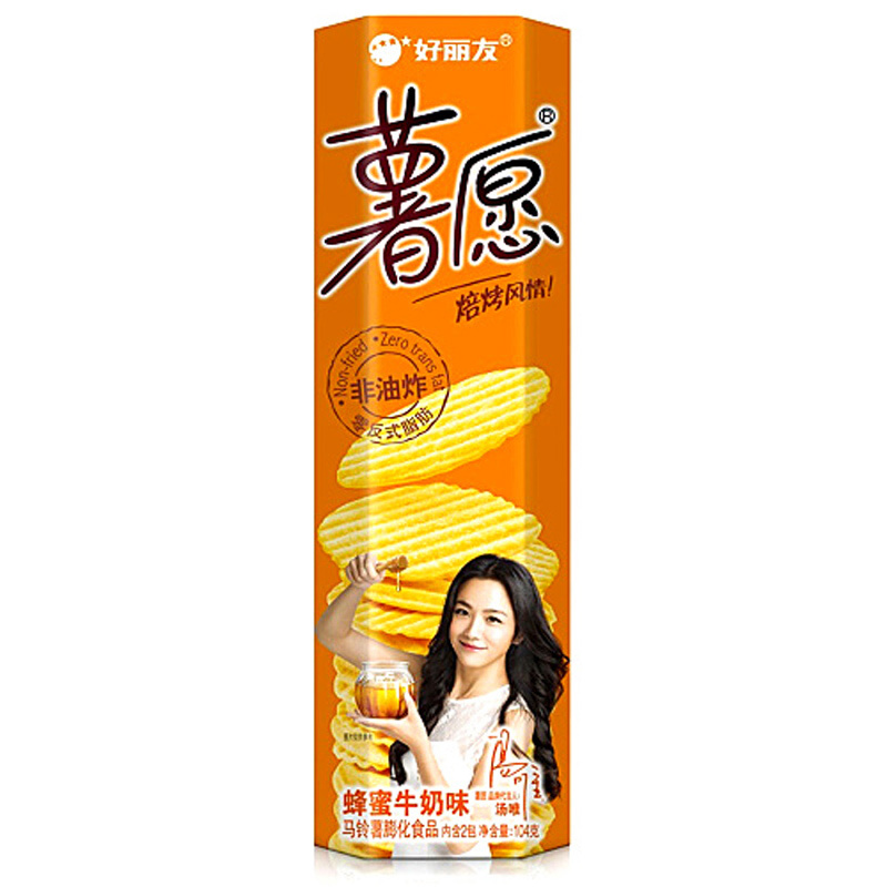 满199减120好丽友薯愿薯片104g盒非油炸焙烤薯条办公室休闲零食小吃四