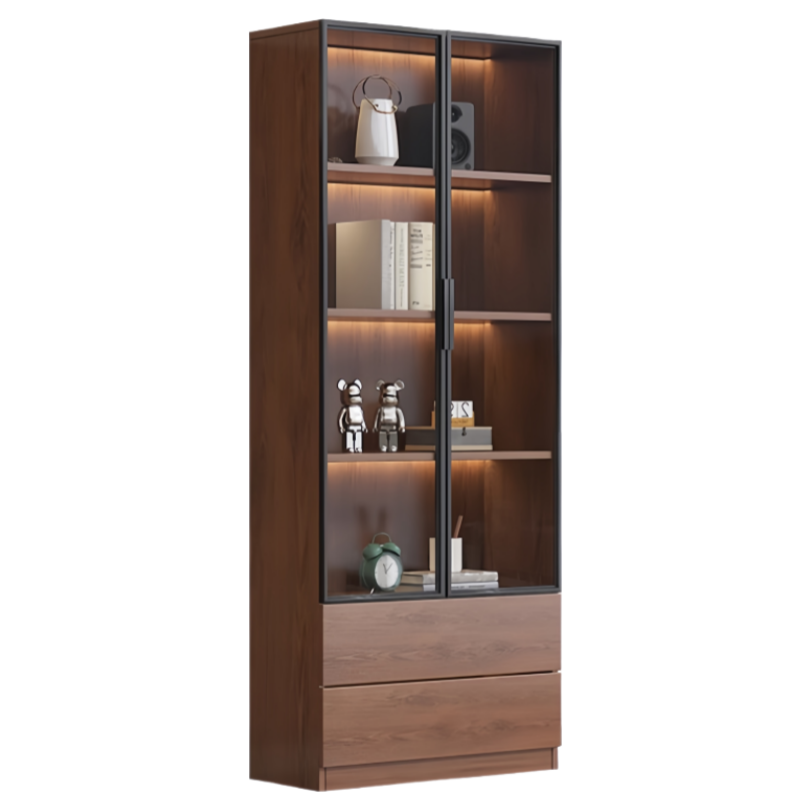 芙首泰玻璃门书柜双门双抽600*320*2000mm个高清大图