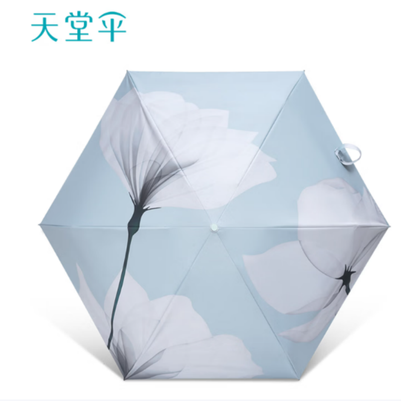 天堂防紫外线阳伞五折轻尘伞下94CM6K钛银便携遮防晒太阳伞
