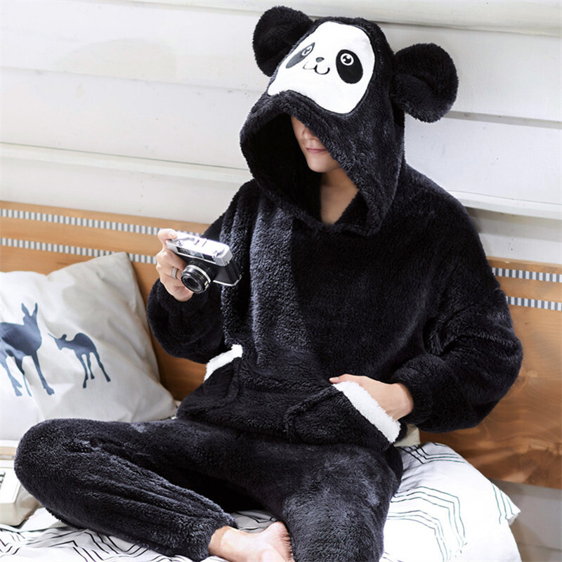 波迷娜(BOMINA)男士睡衣法兰绒动物卡通加厚加绒珊瑚绒款冬天保暖家居服