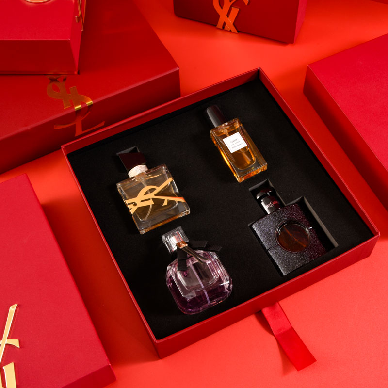 圣罗兰女士香水中样四件套红盒反转巴黎黑鸦片自由之水套装送人礼盒