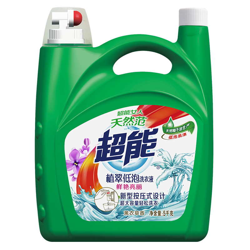 超能植翠低泡洗衣液鲜艳亮丽5kg[纳爱斯]高清大图
