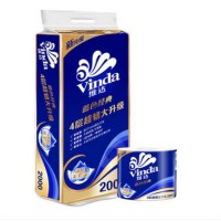 维达(Vinda) 蓝色经典柔韧有芯卫生纸 四层大卷纸 200g*10卷筒纸巾 10卷/提