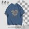 单品汇 纯棉T恤女学生夏季短袖新款棋格爱心印花百搭宽松慵懒上衣