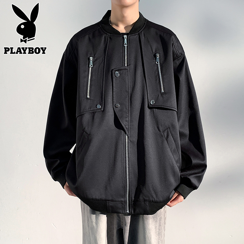 playboy美式潮牌时尚棒球领夹克男士春秋季新款青少年外套上衣服