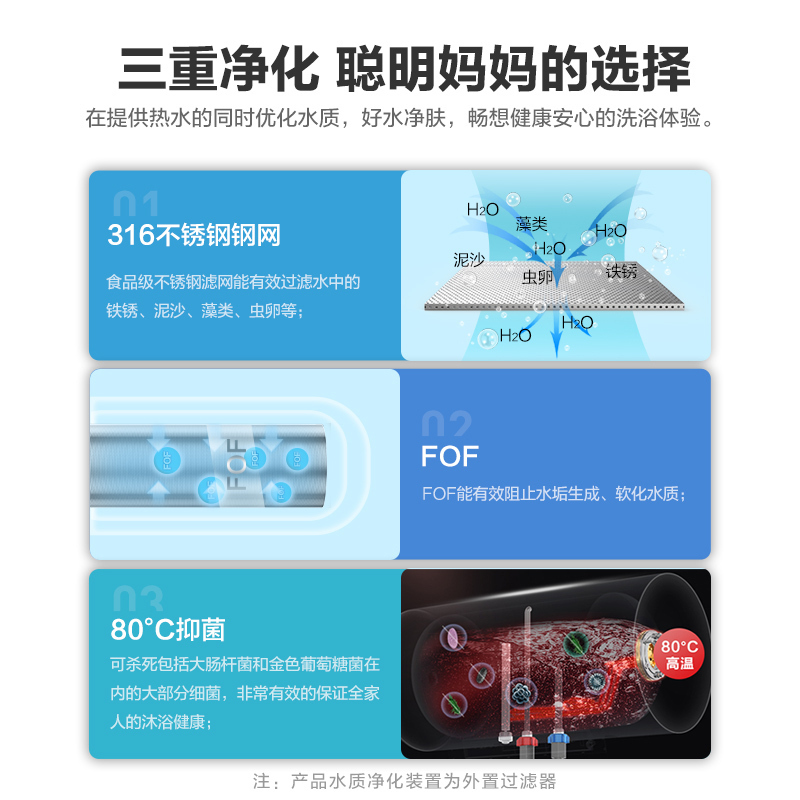 苏宁极物小Biu电热水器E60W2家用卫生间洗澡淋浴储水式