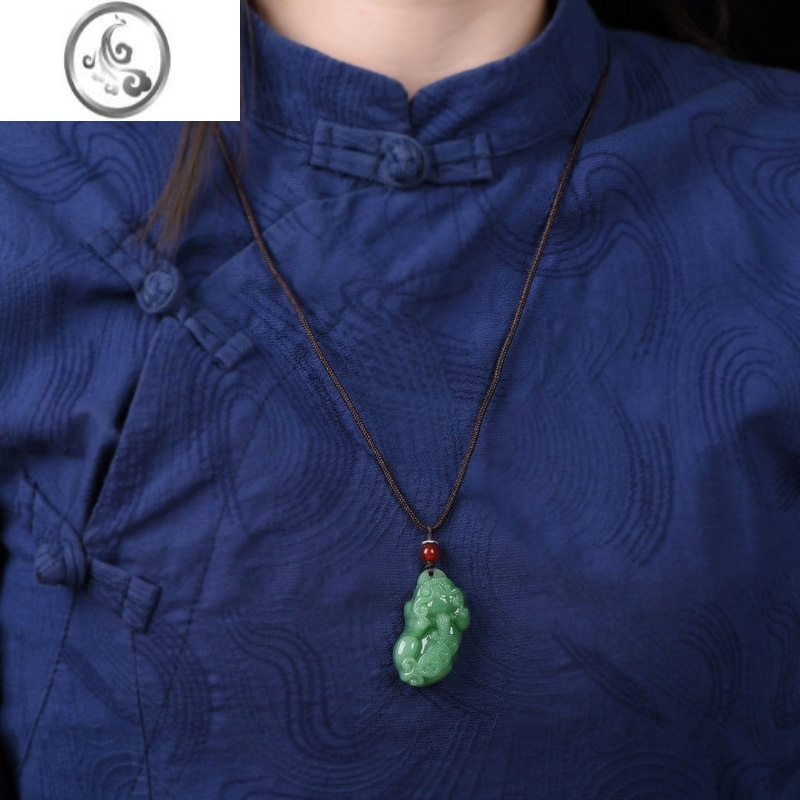 jimi和田玉碧玉貔貅吊坠男女款玉石项链女士玉吊坠皮丘挂件生日礼物