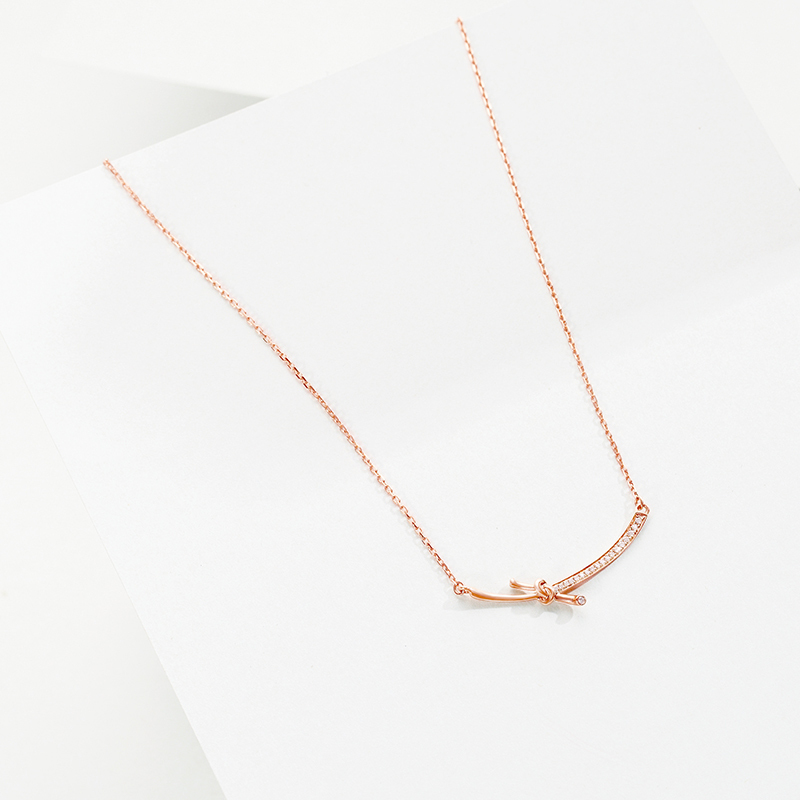 潮宏基至简缘结18k金钻石套链玫瑰彩金锁骨项链女礼物