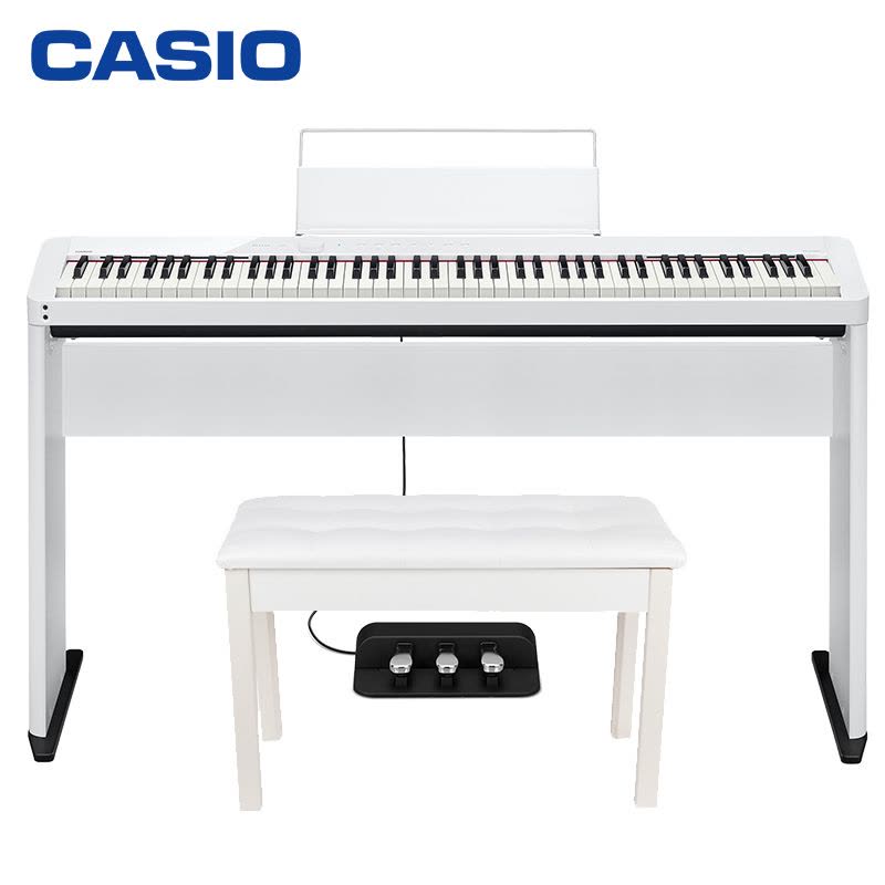 卡西欧(CASIO)电钢琴PX-S1000WE(白色)智能触摸屏88键纤薄便携式时尚