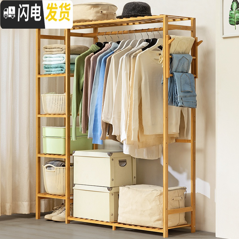 三维工匠衣柜简易布艺加固衣橱实木挂单双人收纳整理储物柜组装宿舍收纳柜高清大图