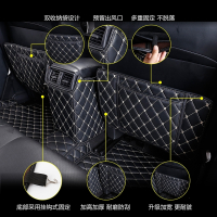专用于2019款奇骏后排座椅防踢垫14-17奇骏内饰改装汽车用品 黑色米线- 黑色红线-[座椅+扶手箱三片]