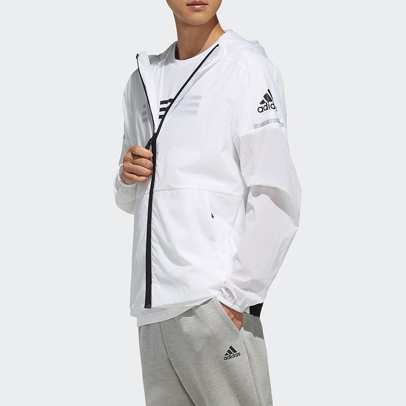 阿迪达斯(adidas)FI8758 春夏季运动休闲网眼连帽风衣外套防晒服/件(BY)