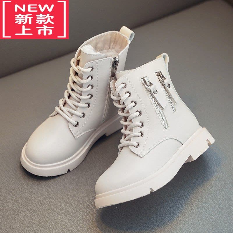 可莉允女童马丁靴儿童靴子女秋冬季2022二棉鞋子中大童加绒加厚短靴图片