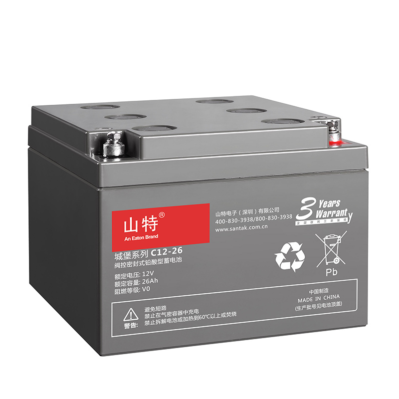 山特蓄电池(SANTAK)C12-26 山特UPS不间断电源12V26AH铅酸蓄电池