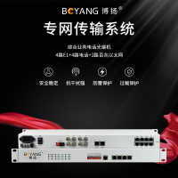 博扬 BY-4P4E1-2F-60KM 综合业务电话光端机4路E1+4路电话+2路百兆以太网FC双纤60km机架式 1对