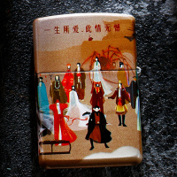 zippo打火机正品 漆面彩印大话西游一生所爱大圣娶亲镀金一生所爱古银意中人个性生日礼物爱情系列 铜 黄色 礼物