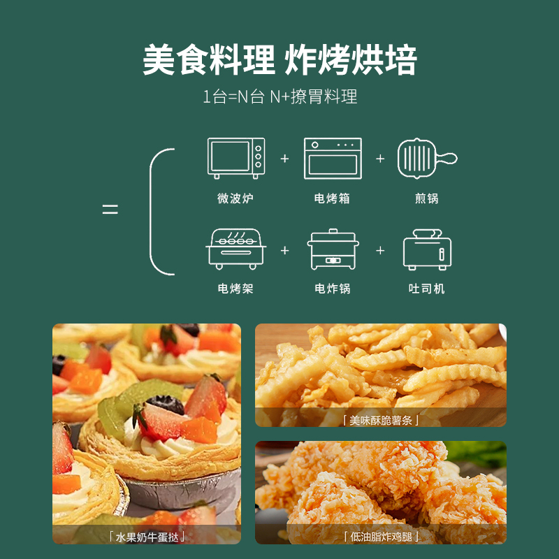 四季沐歌(MICOE)家用大容量可视玻璃电炸锅多功能智能空气炸锅
