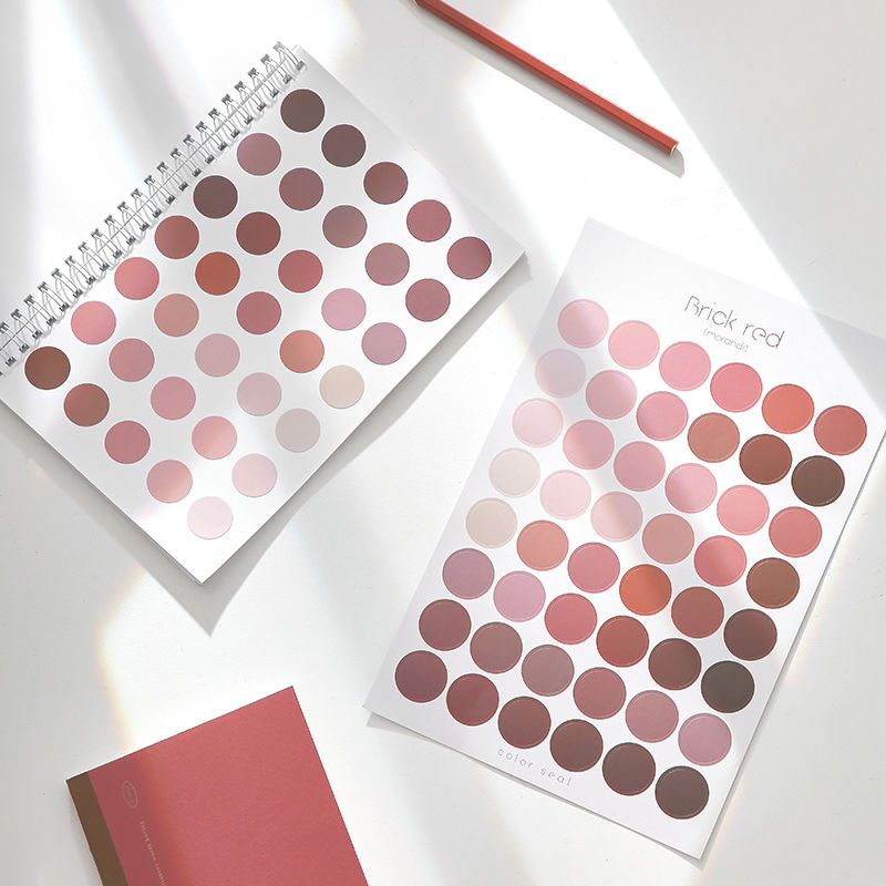 12张莫兰迪圆点贴纸可爱小清新ins少女心彩色封口贴手帐素材贴画