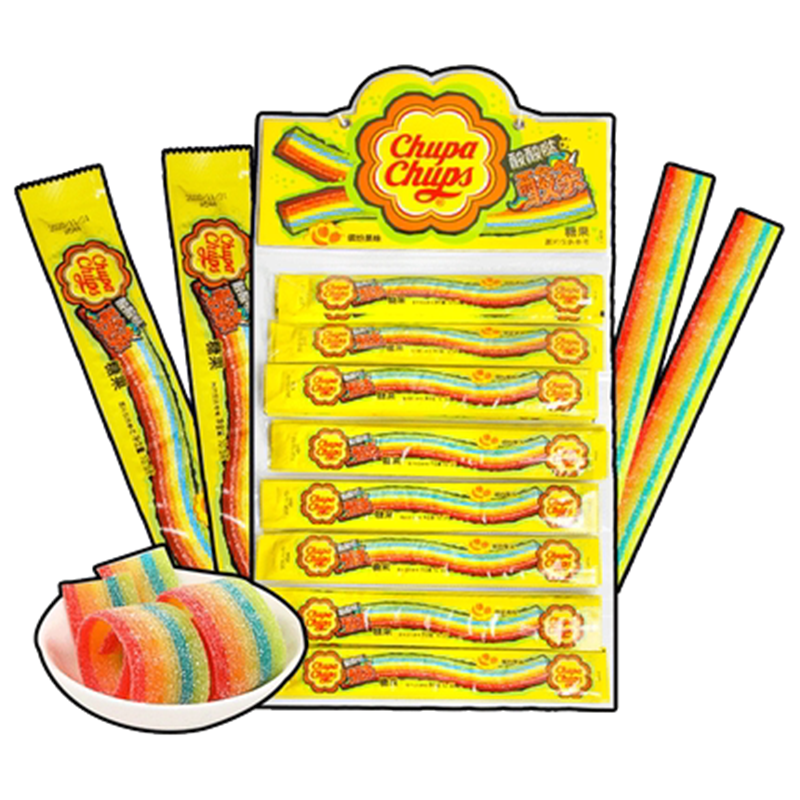 阿尔卑斯酸条彩虹长条软糖105g16条儿童创意零食软糖批发