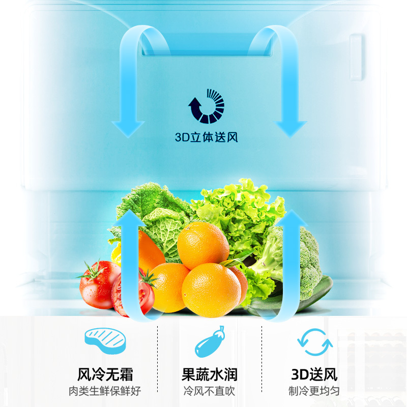 新飞(Frestec)518升对开门双开门冰箱超大容量多维风冷无霜变频一级电脑控温冰箱BCD-518WK9DT