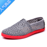 SUNTEK老北京网鞋镂空蕾丝女布鞋渔夫鞋休闲平底单鞋夏天凉鞋学生镂生E 灰色 35标准码