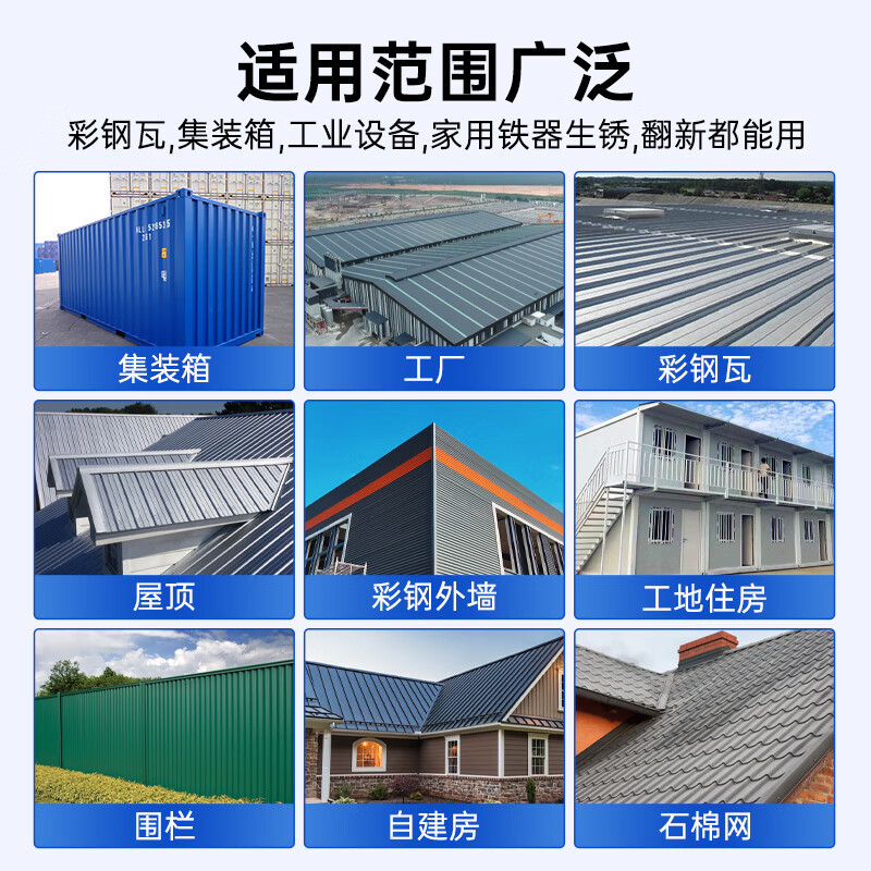 千居美 彩钢瓦翻新防锈漆 金属漆钢结构防腐户外工业油漆涂料3KG 海蓝