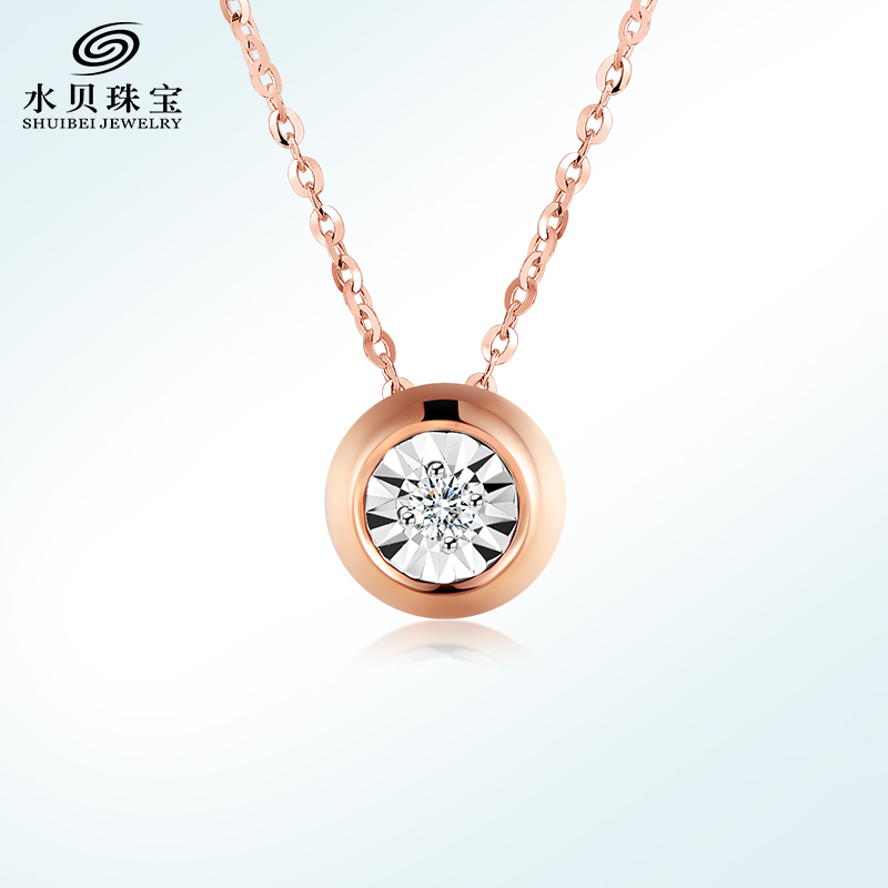 水贝珠宝(SHUIBEI JEWELRY) 18K金泡泡钻石项链 TPD-EM0241 2色 黄金首饰饰品 锁骨链 18
