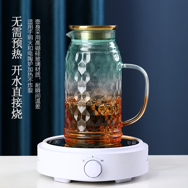 凡歌富贵壶锤纹高硼硅玻璃水壶现代简约高颜值耐温耐冷茶具套装