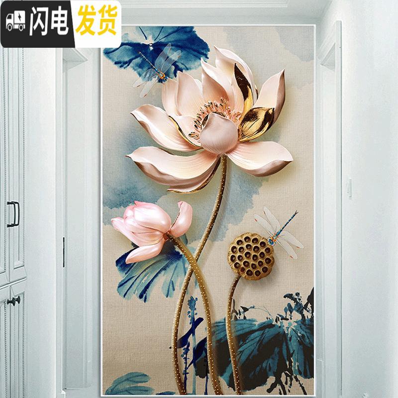 三维工匠钻石画2019新款客厅满钻点砖玄关竖版欧式手工自己贴钻十 [50*80厘米]满钻全贴[钻量多配30、免费十字绣高清大图