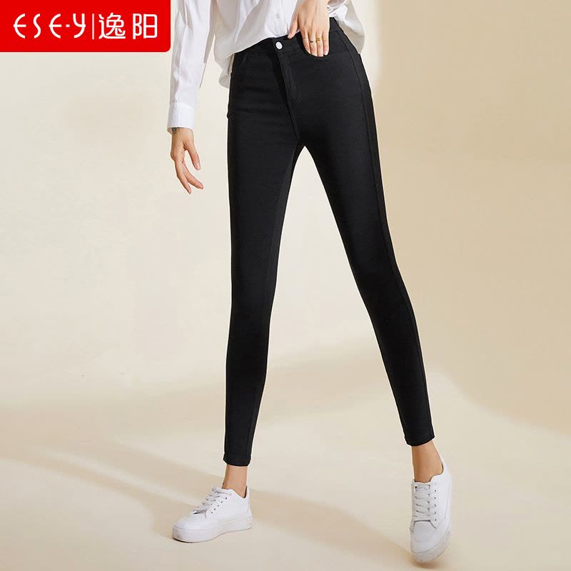 逸阳2020新款高腰弹力修身显瘦外穿铅笔黑色外穿打底裤女图片