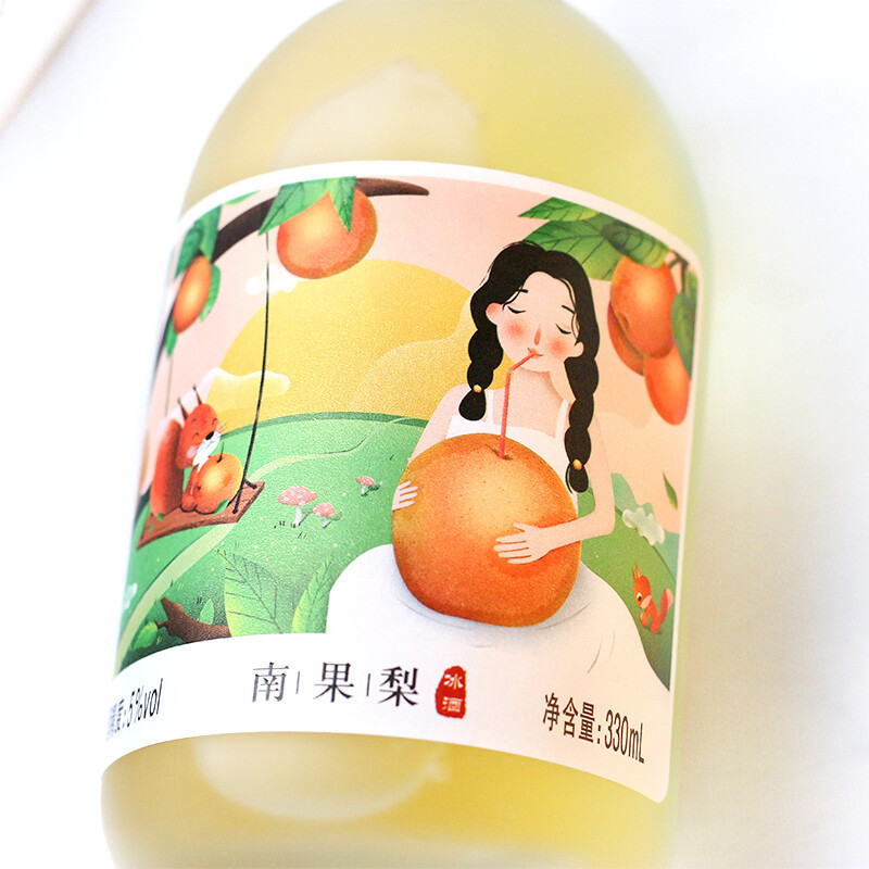 通明山水果酒 新国货 女士酒 微醺网红高颜值南果梨果酒9度 330ml*1瓶