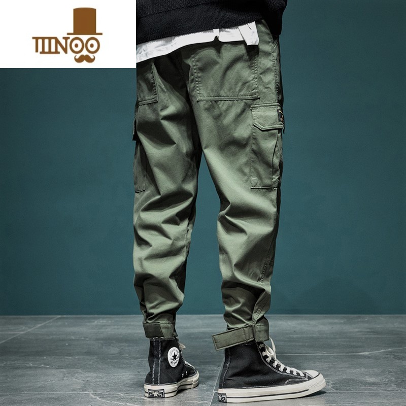 YANXU秋季机能工装裤男宽松大码束脚运动裤日系百搭加肥加大休闲裤子潮高清大图