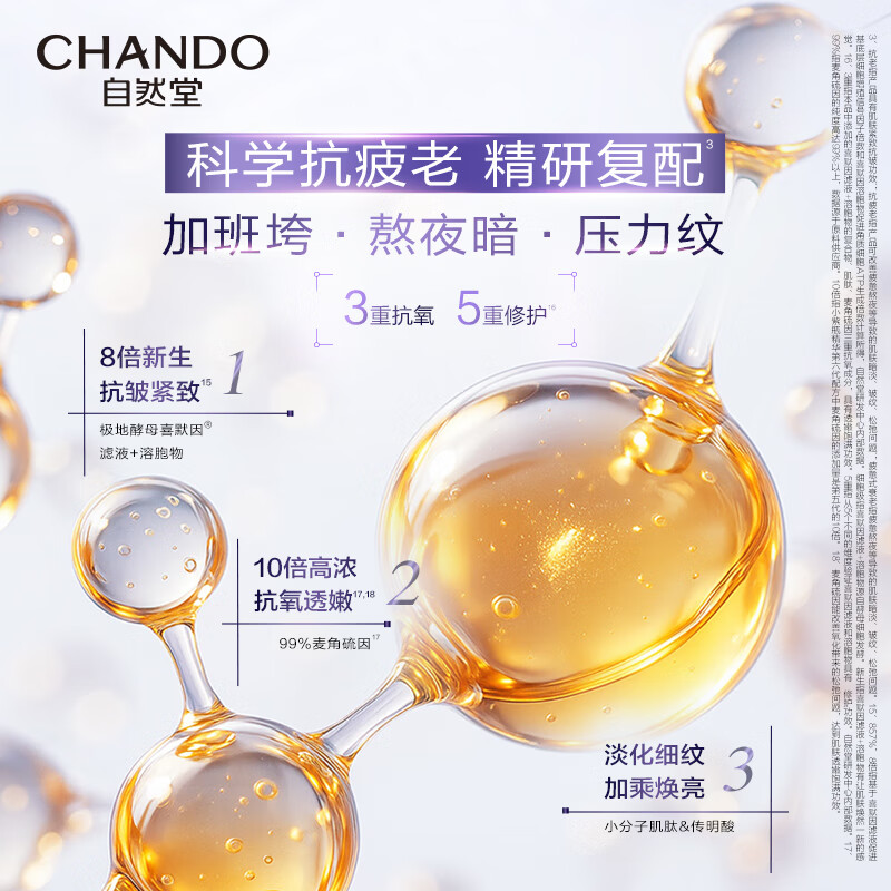 自然堂(CHANDO)喜默因抗疲老紧致修护紫瓶精华液第六代35mL高清大图